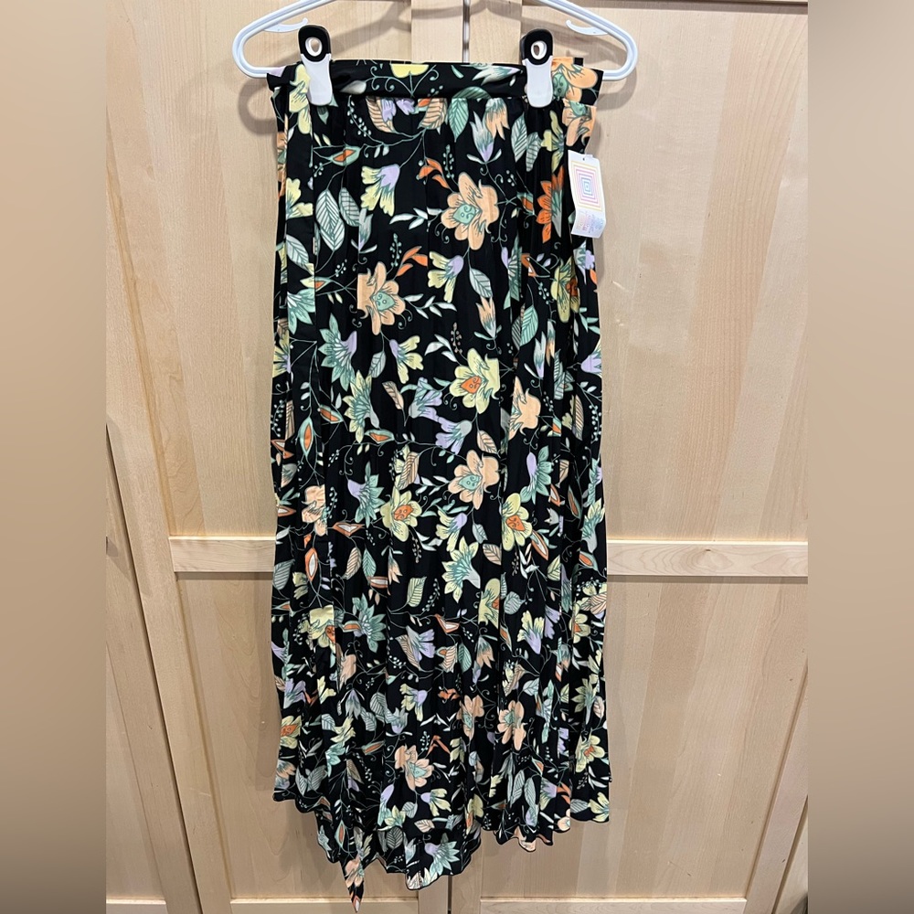 Long pleated wrap skirt